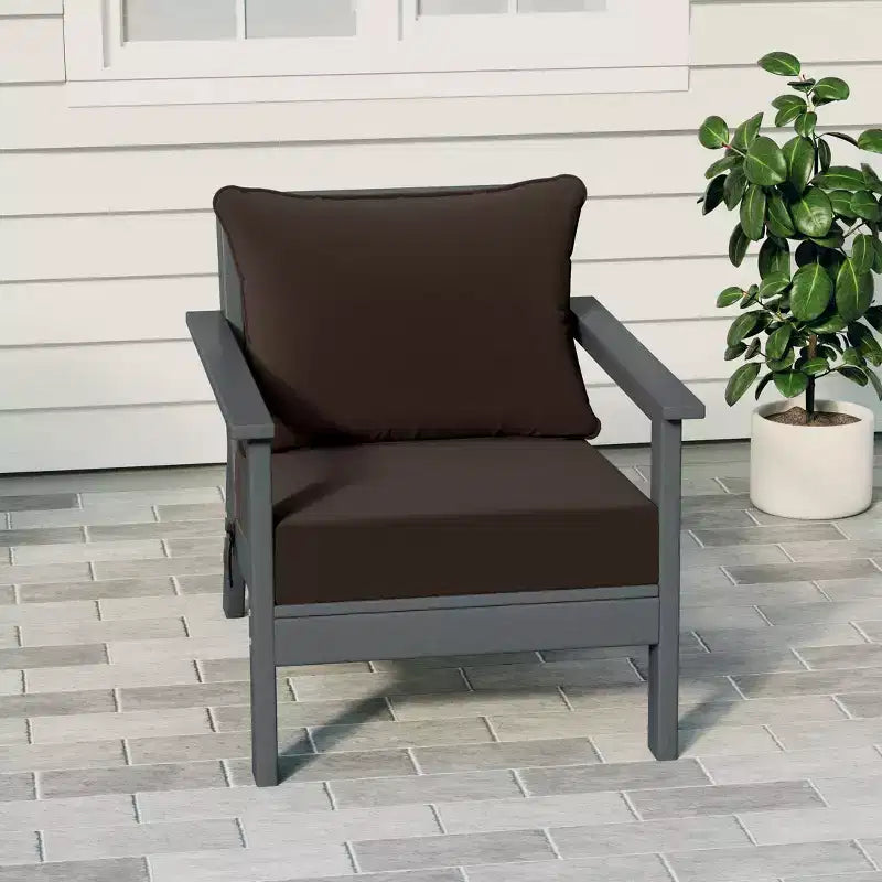 WestinTrends Fauteuil de jardin moderne Avalon Gray en PEHD avec coussins d'assise épais