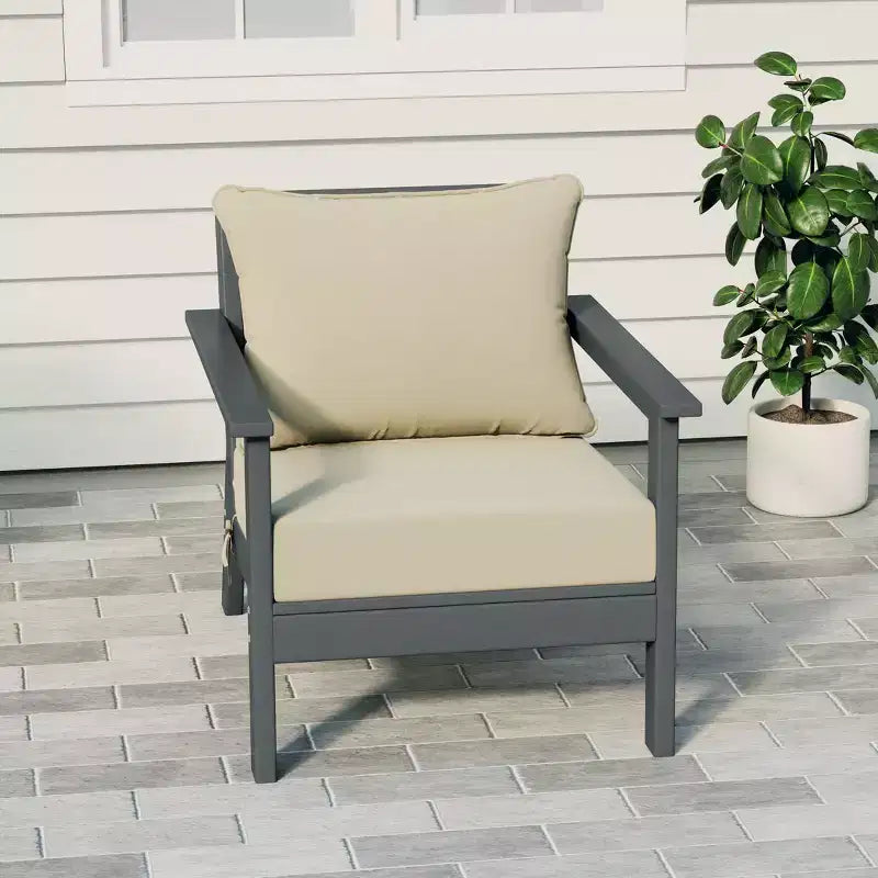 WestinTrends Fauteuil de jardin moderne Avalon Gray en PEHD avec coussins d'assise épais