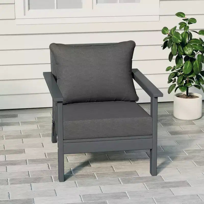 WestinTrends Fauteuil de jardin moderne Avalon Gray en PEHD avec coussins d'assise épais