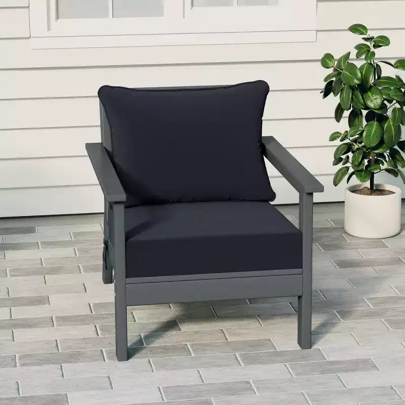 WestinTrends Fauteuil de jardin moderne Avalon Gray en PEHD avec coussins d'assise épais
