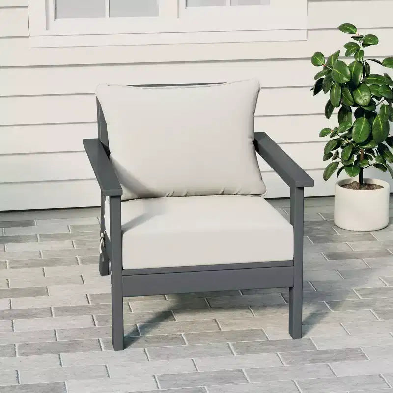 WestinTrends Fauteuil de jardin moderne Avalon Gray en PEHD avec coussins d'assise épais
