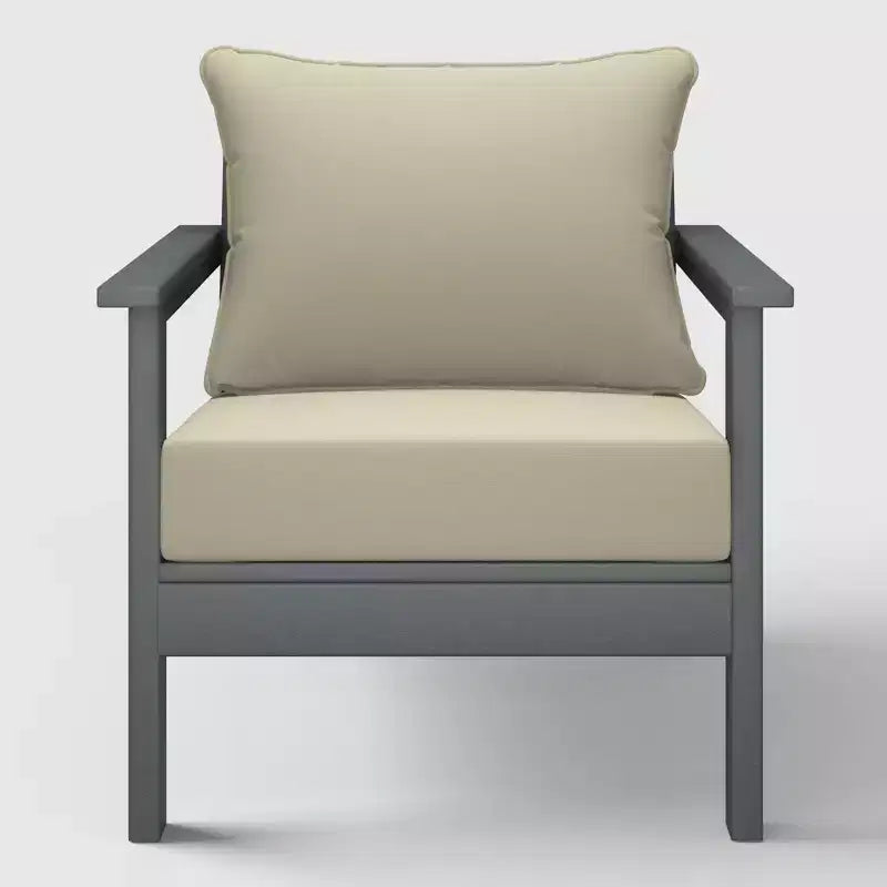 WestinTrends Avalon Gray Outdoor Modern HDPE Patio Club Chair with Deep Seat Cushions