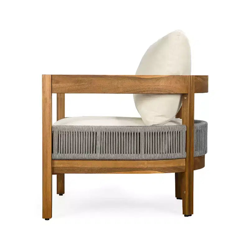 Christopher Knight Home Fawn Fauteuil de club d'extérieur moderne en bois d'acacia avec coussins, beige/teck