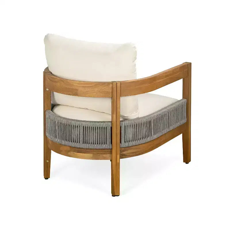 Christopher Knight Home Fawn Fauteuil de club d'extérieur moderne en bois d'acacia avec coussins, beige/teck