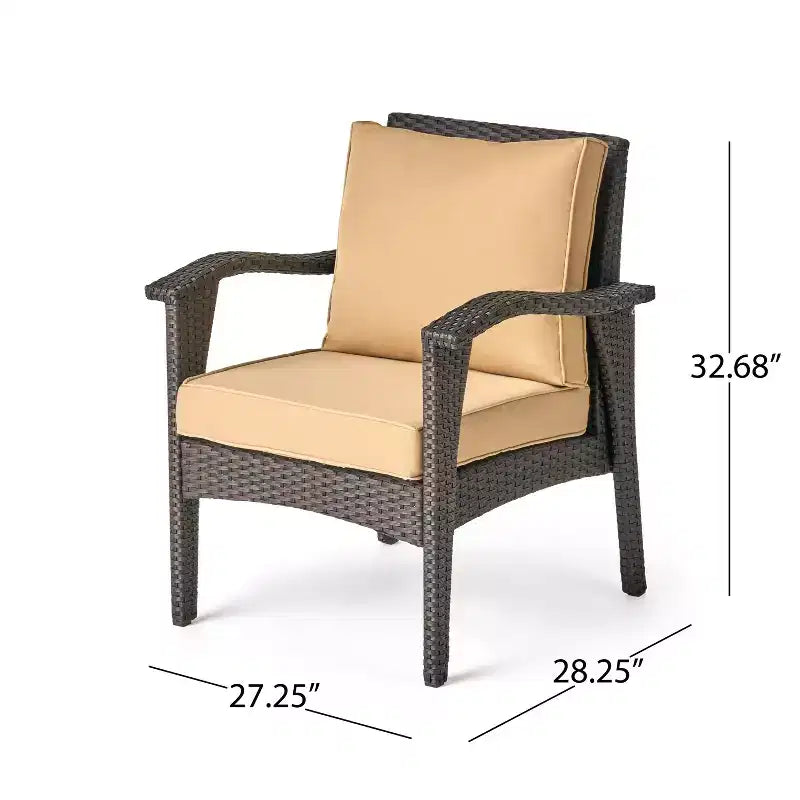 Fauteuils de jardin en osier avec coussin GDFStudio Hilary (Lot de 2)
