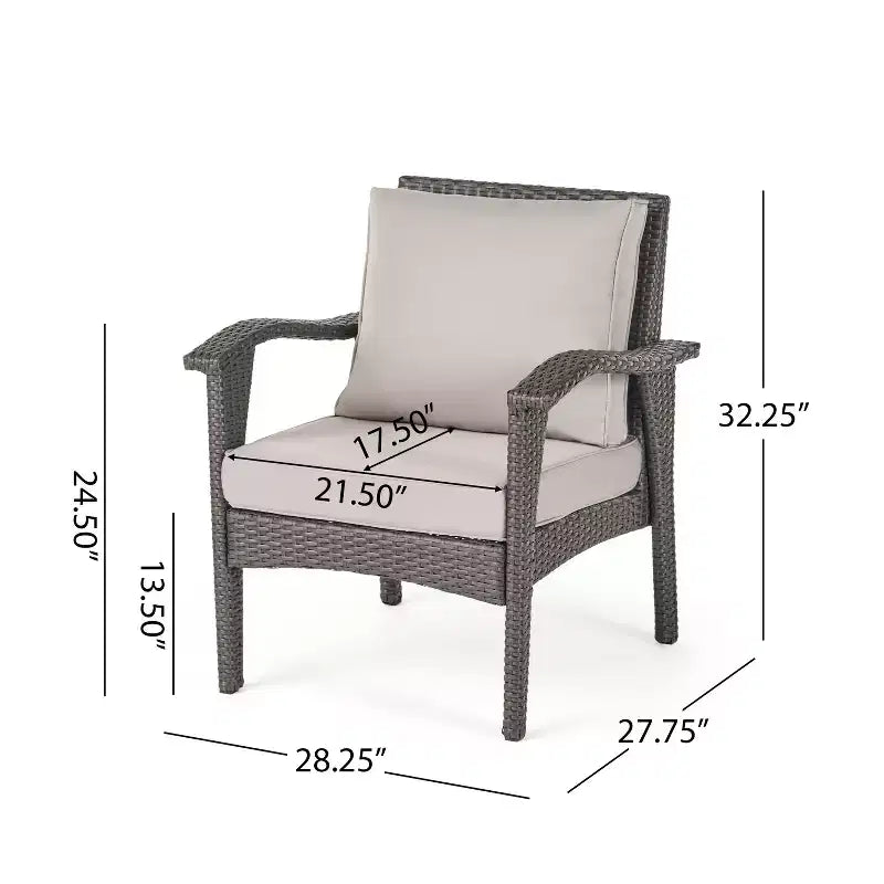 Fauteuils de jardin en osier avec coussin GDFStudio Hilary (Lot de 2)