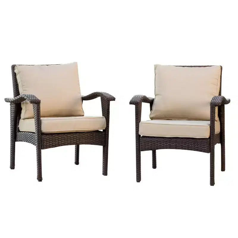 Fauteuils de jardin en osier avec coussin GDFStudio Hilary (Lot de 2)