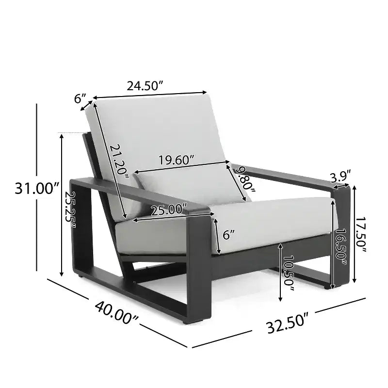 Christopher Knight Home Adrian Fauteuil de club extérieur en aluminium avec coussin lombaire, beige/argent