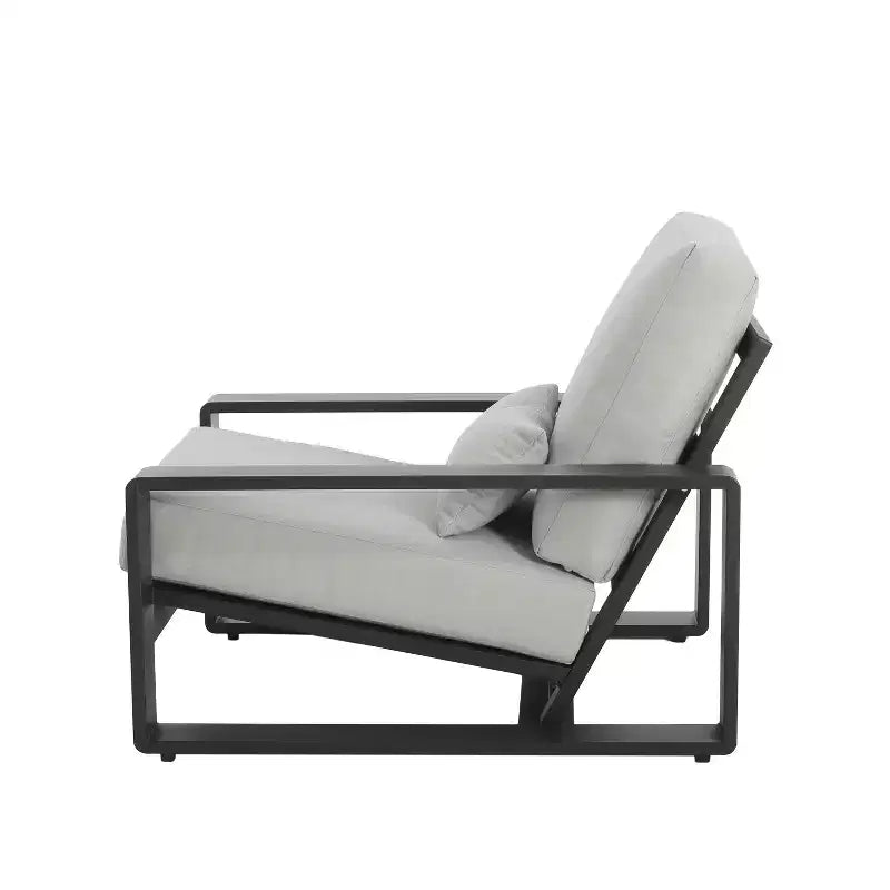 Christopher Knight Home Adrian Fauteuil de club extérieur en aluminium avec coussin lombaire, beige/argent