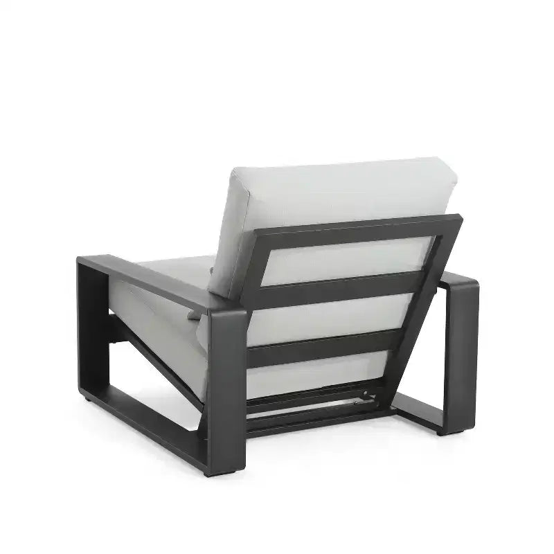 Christopher Knight Home Adrian Fauteuil de club extérieur en aluminium avec coussin lombaire, beige/argent