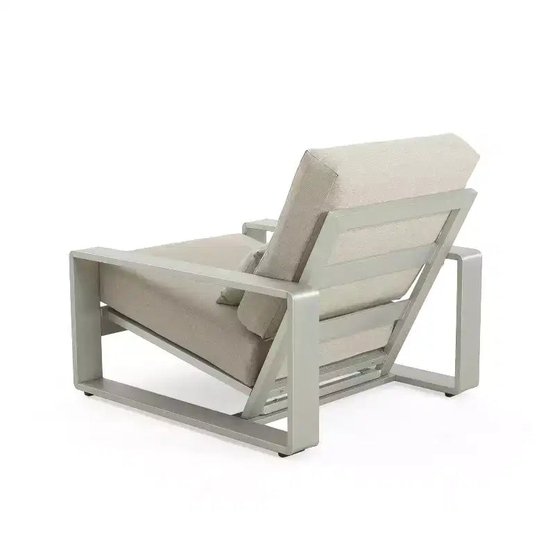 Christopher Knight Home Adrian Fauteuil de club extérieur en aluminium avec coussin lombaire, beige/argent