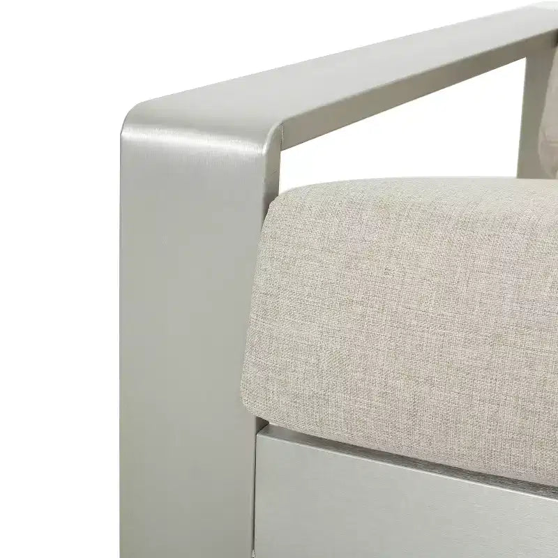 Christopher Knight Home Adrian Fauteuil de club extérieur en aluminium avec coussin lombaire, beige/argent
