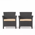GDFStudio Raina Outdoor Wicker Club Chairs with Cushion (Set of 2)