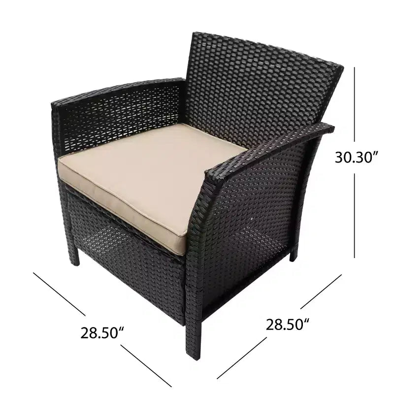 GDFStudio Fauteuils de jardin en osier Raina avec coussin (Lot de 2)