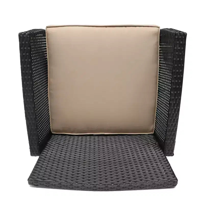GDFStudio Fauteuils de jardin en osier Raina avec coussin (Lot de 2)