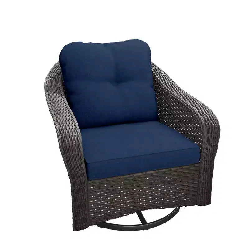 Fauteuil à bascule d'extérieur UPTIOT en osier/rotin avec coussins
