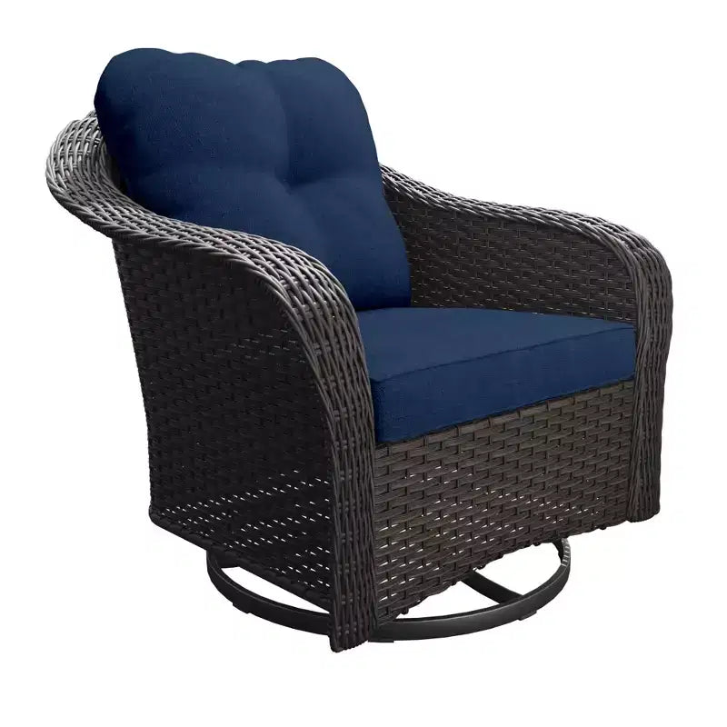 Fauteuil à bascule d'extérieur UPTIOT en osier/rotin avec coussins