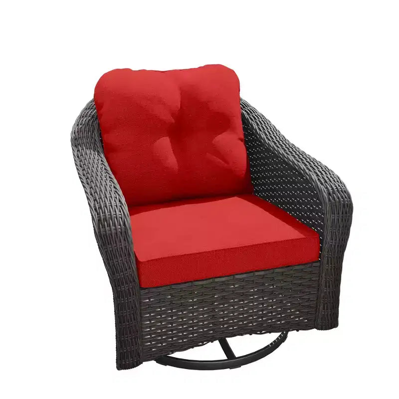 Fauteuil à bascule d'extérieur UPTIOT en osier/rotin avec coussins