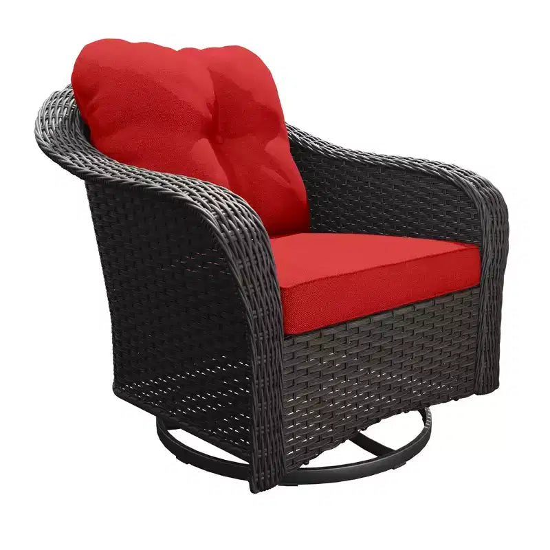 Fauteuil à bascule d'extérieur UPTIOT en osier/rotin avec coussins