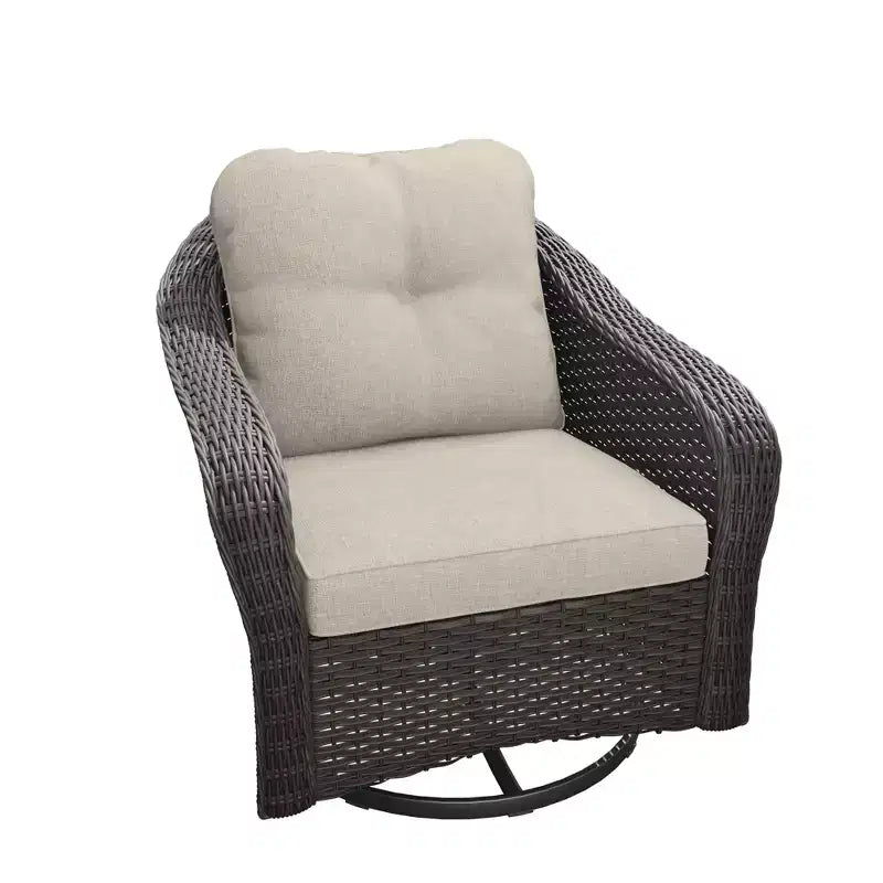 Fauteuil à bascule d'extérieur UPTIOT en osier/rotin avec coussins