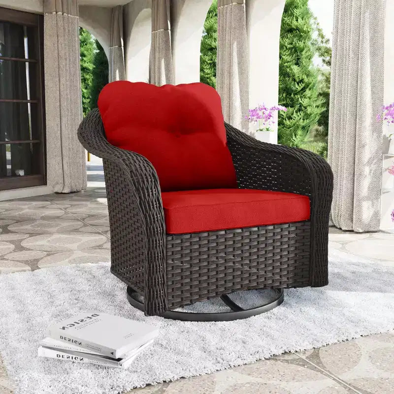 Fauteuil à bascule d'extérieur UPTIOT en osier/rotin avec coussins