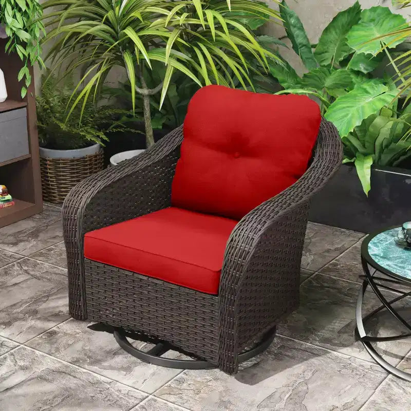 Fauteuil à bascule d'extérieur UPTIOT en osier/rotin avec coussins