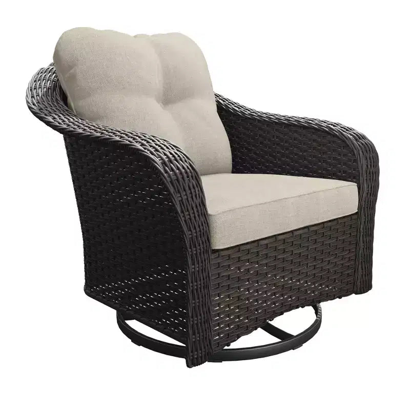 Fauteuil à bascule d'extérieur UPTIOT en osier/rotin avec coussins