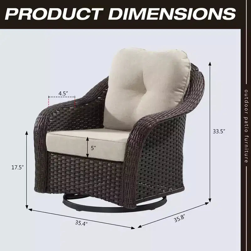 Fauteuil à bascule d'extérieur UPTIOT en osier/rotin avec coussins