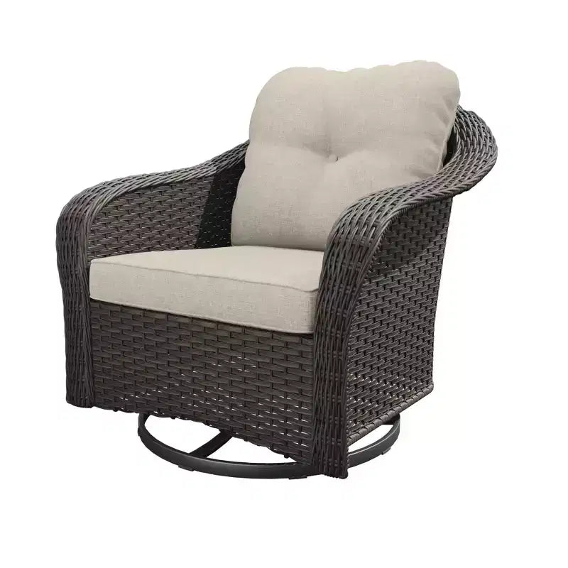 Fauteuil à bascule d'extérieur UPTIOT en osier/rotin avec coussins