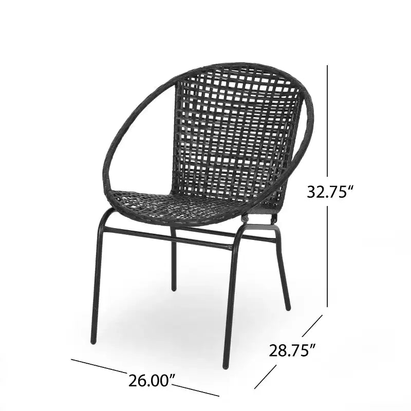 Chaises club GDFStudio Belvidere modernes en osier et fer forgé pour l'extérieur (ensemble de 2)