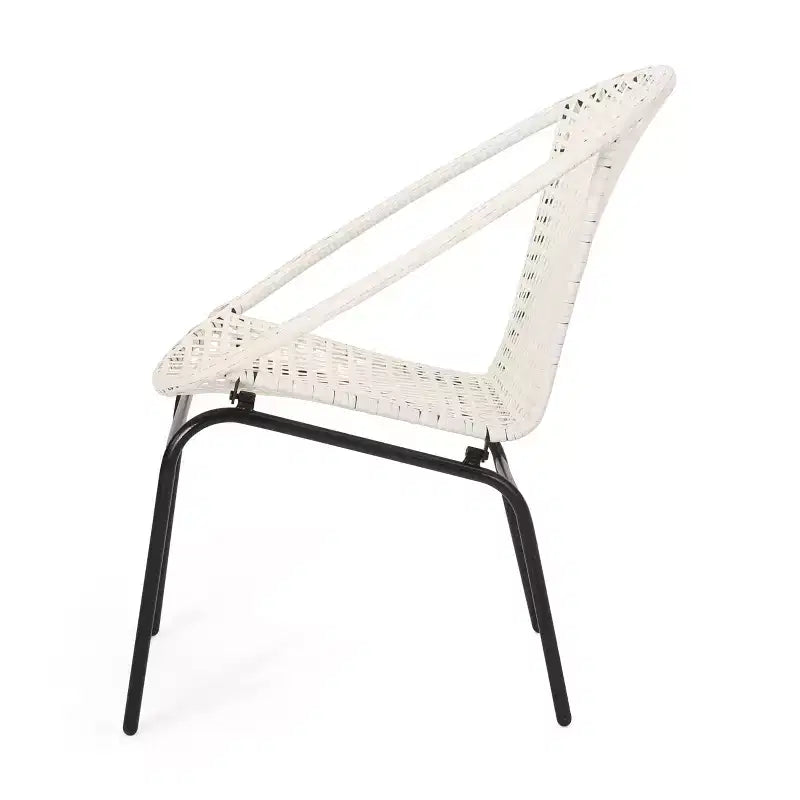 Chaises club GDFStudio Belvidere modernes en osier et fer forgé pour l'extérieur (ensemble de 2)