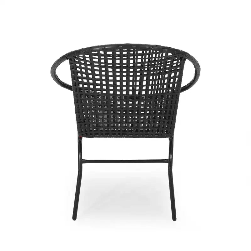 Chaises club GDFStudio Belvidere modernes en osier et fer forgé pour l'extérieur (ensemble de 2)