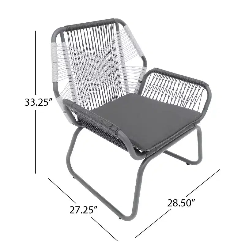 GDFStudio Aiden Chaises de club extérieures en osier et acier avec coussin (Lot de 2), gris et blanc