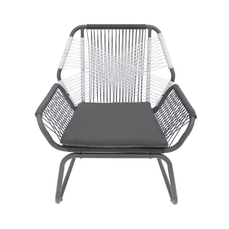 GDFStudio Aiden Chaises de club extérieures en osier et acier avec coussin (Lot de 2), gris et blanc