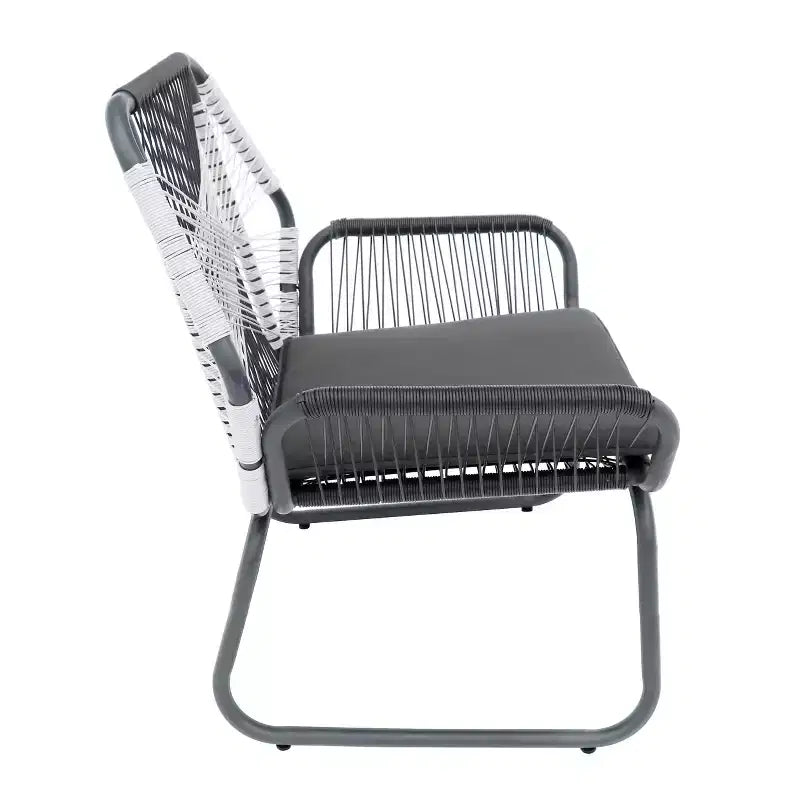 GDFStudio Aiden Chaises de club extérieures en osier et acier avec coussin (Lot de 2), gris et blanc