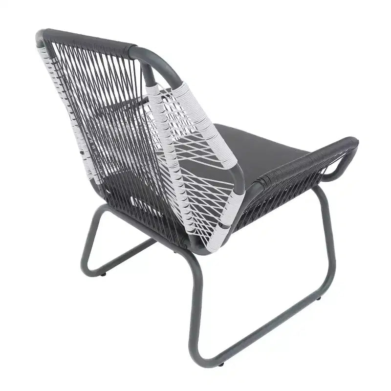 GDFStudio Aiden Chaises de club extérieures en osier et acier avec coussin (Lot de 2), gris et blanc