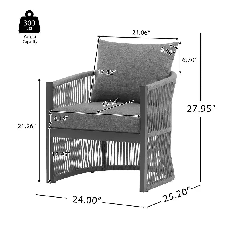 Christopher Knight Home Cassie Fauteuil de club extérieur en aluminium avec accents de corde (lot de 2)