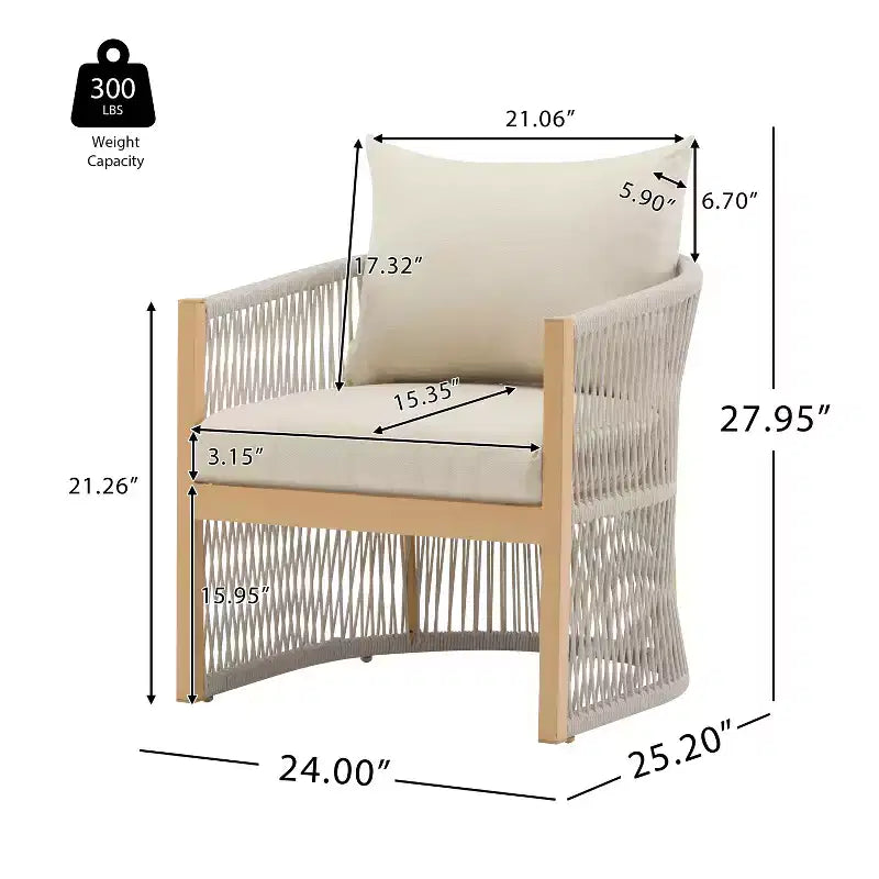 Christopher Knight Home Cassie Fauteuil de club extérieur en aluminium avec accents de corde (lot de 2)
