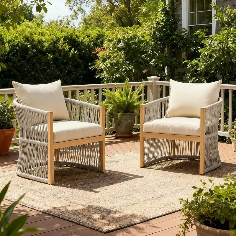 Christopher Knight Home Cassie Outdoor Aluminum Club Chair with Rope Accents (Set of 2)