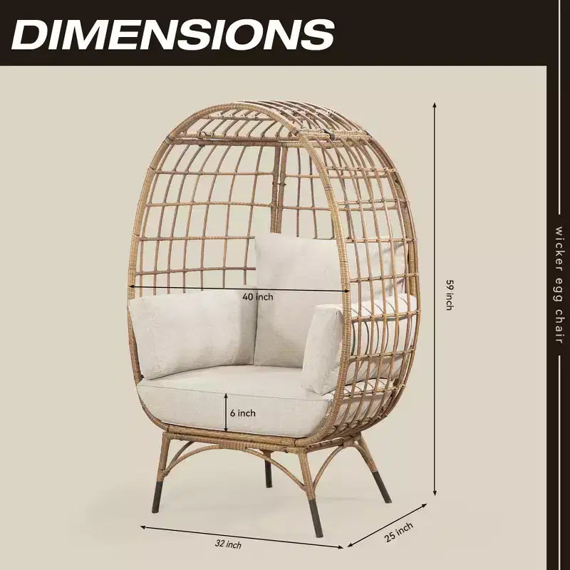 Chaise de patio œuf UPTIOT avec coussins