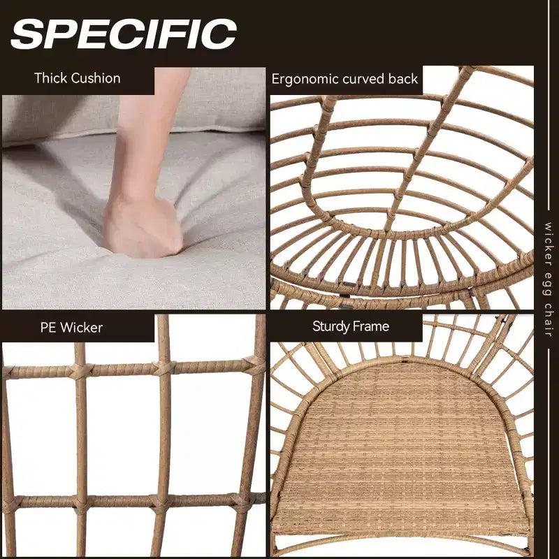 Chaise de patio œuf UPTIOT avec coussins