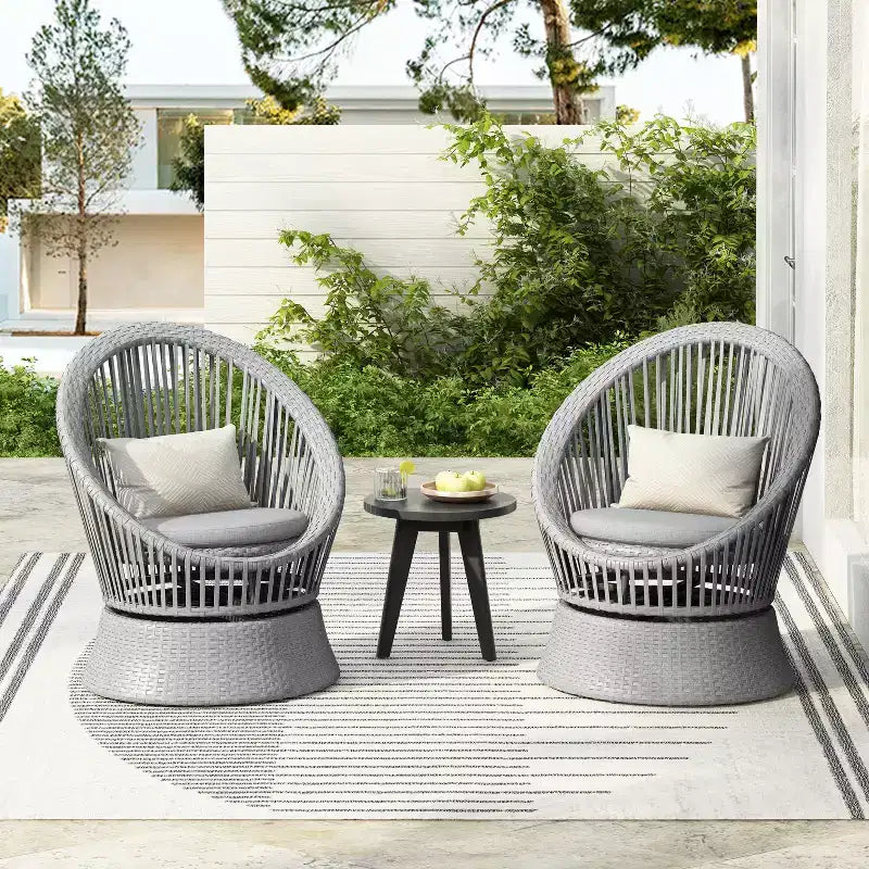 Christopher Knight Home Acheson Chaise d'appoint moderne rembourrée en rotin et fer pour l'extérieur (lot de 2)