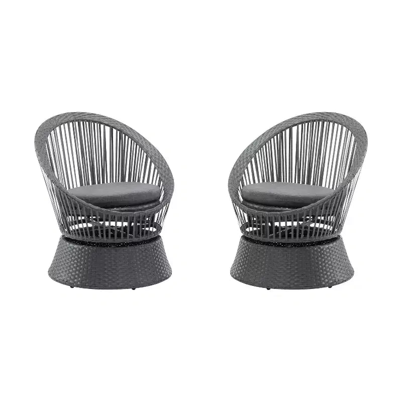 Christopher Knight Home Acheson Modern Outdoor Rattan and Iron Upholstered Accent Chair (Set of 2)