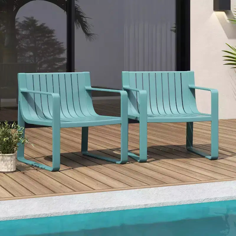 Costway Chaises de Patio, Ensemble de 2/4 Fauteuils d'Extérieur en Plastique Résistant aux Intempéries, Bleu