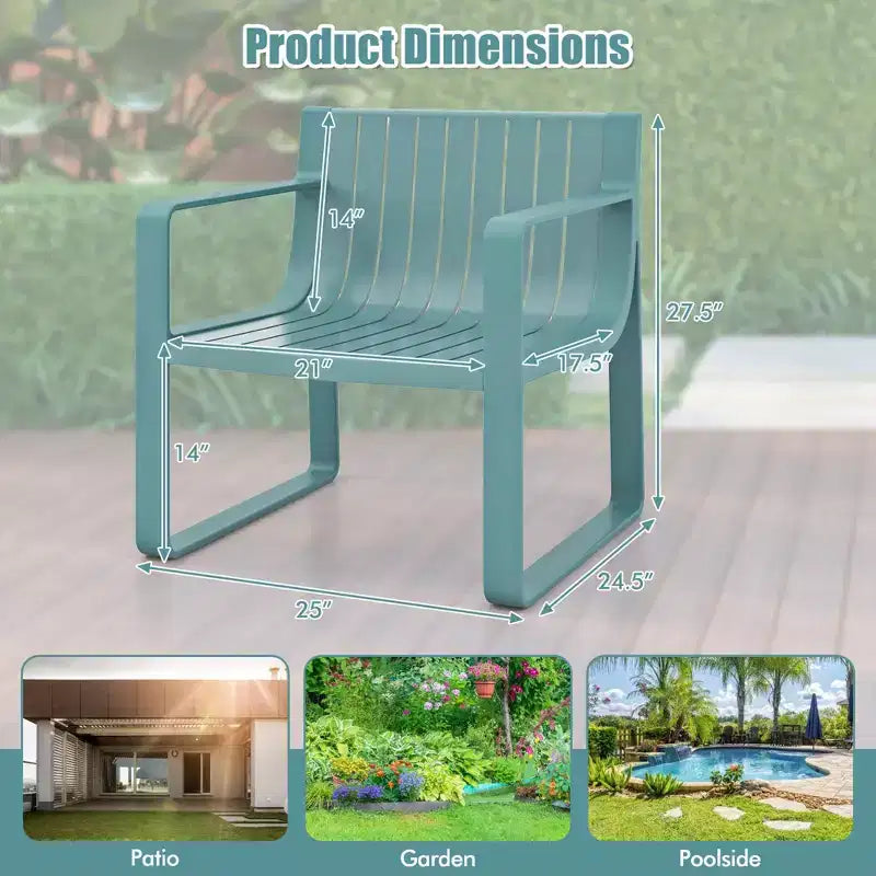 Costway Chaises de Patio, Ensemble de 2/4 Fauteuils d'Extérieur en Plastique Résistant aux Intempéries, Bleu