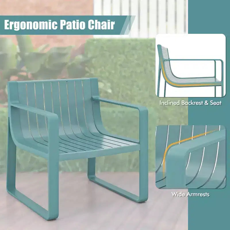 Costway Chaises de Patio, Ensemble de 2/4 Fauteuils d'Extérieur en Plastique Résistant aux Intempéries, Bleu