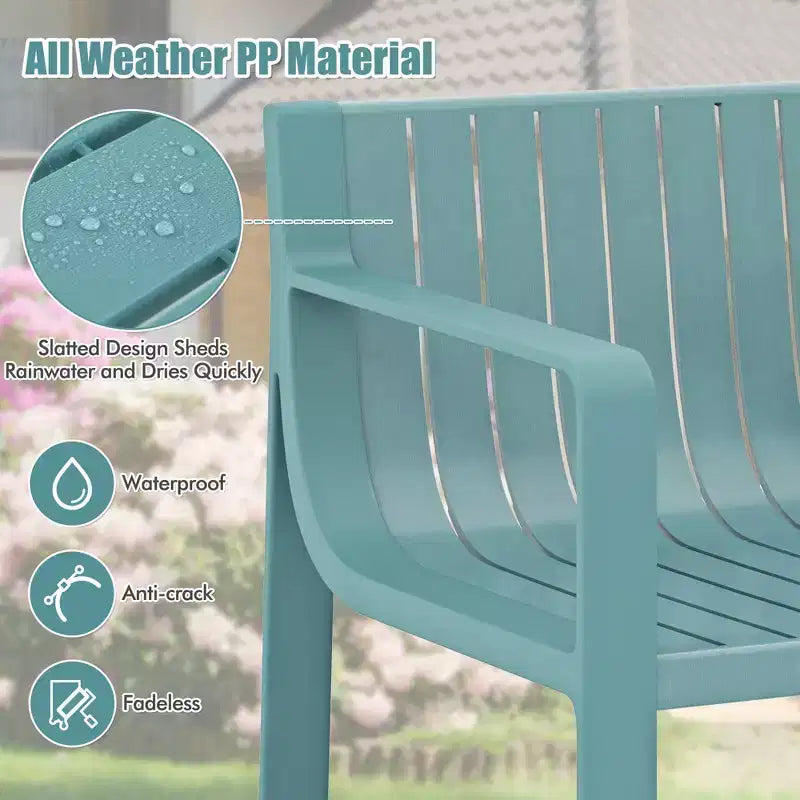 Costway Chaises de Patio, Ensemble de 2/4 Fauteuils d'Extérieur en Plastique Résistant aux Intempéries, Bleu