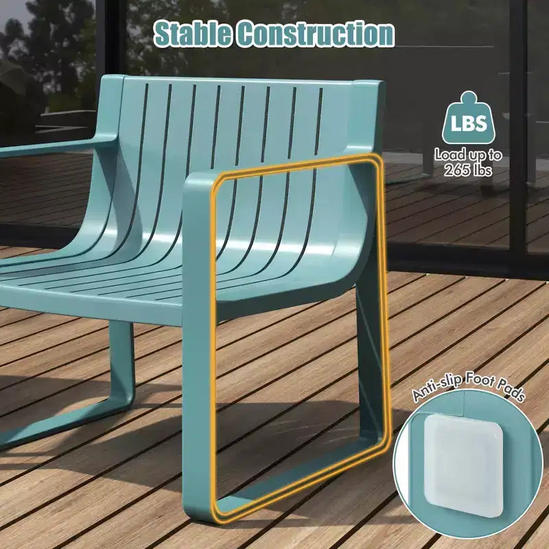 Costway Chaises de Patio, Ensemble de 2/4 Fauteuils d'Extérieur en Plastique Résistant aux Intempéries, Bleu