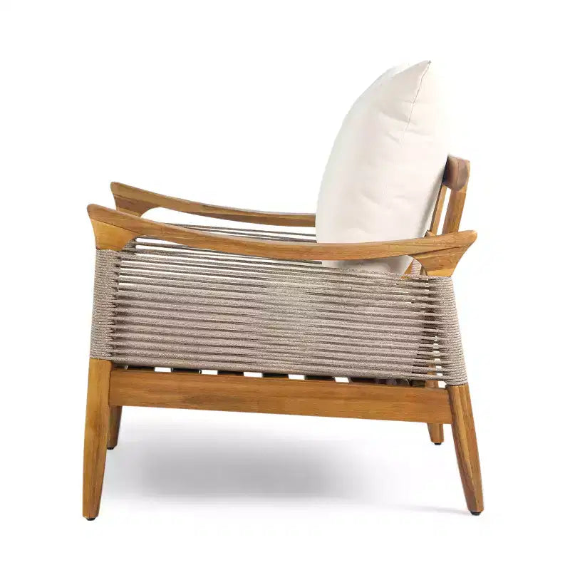 Christopher Knight Home Fauteuil de jardin Amos en corde tressée et bois d'acacia avec coussin épais