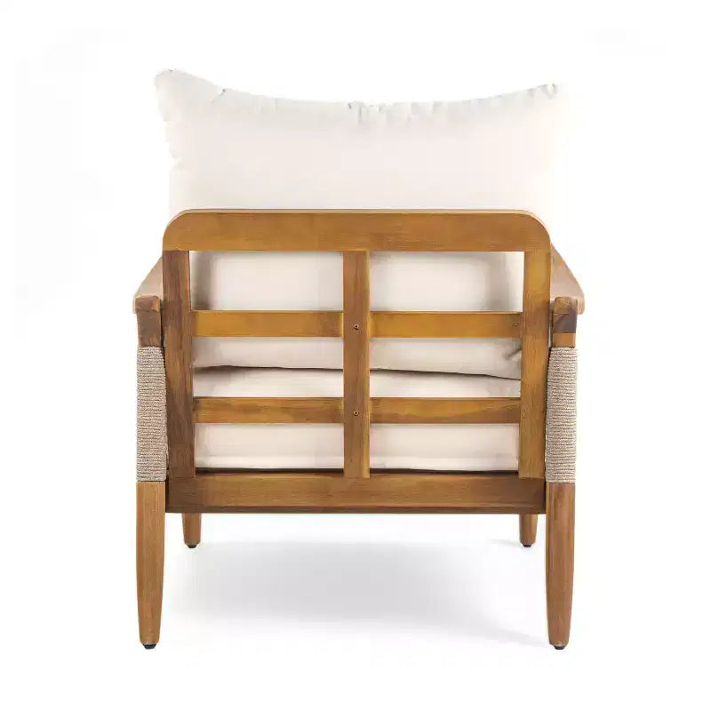 Christopher Knight Home Fauteuil de jardin Amos en corde tressée et bois d'acacia avec coussin épais